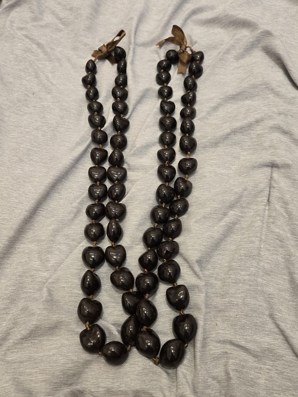 Kukui Nut Necklace Hawaiian Lei Bundle Of Two Brown